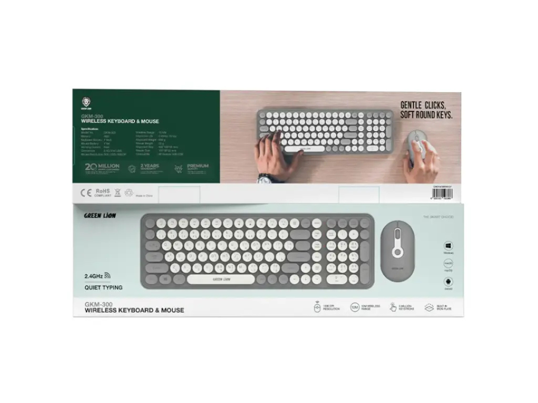 Green Lion GKM-300 Wireless Keyboard & Mouse Combo - Grey Green Lion GKM-300 Wireless Keyboard & Mouse Combo - Grey